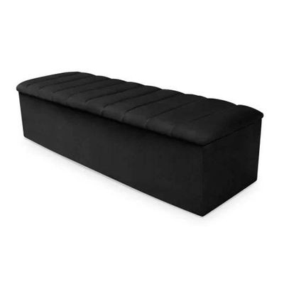 Kit Cabeceira + Calçadeira Baú Queen 160cm Suede Preto