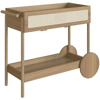 Carrinho Bar Com Porta Taças Pés Madeira Moss A03 Hanover Roble