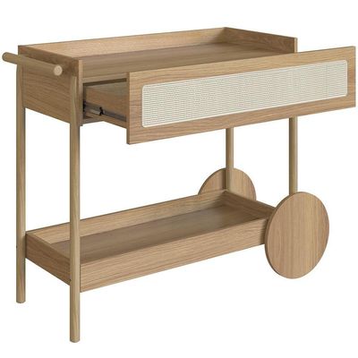 Carrinho Bar Com Porta Taças Pés Madeira Moss A03 Hanover Roble