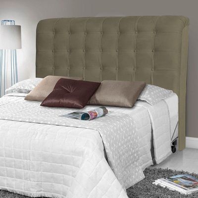 Cabeceira Cama Box Casal Queen Louise 160Cm Bege Escuro