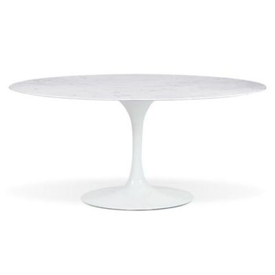 Mesa De Jantar Saarinen Oval 120x80 Cm Mármore Branco Extra Base Branca