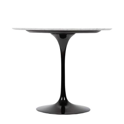 Mesa De Jantar Tulipa Saarinen Redonda 90 Cm Mármore Carrara Base Preta