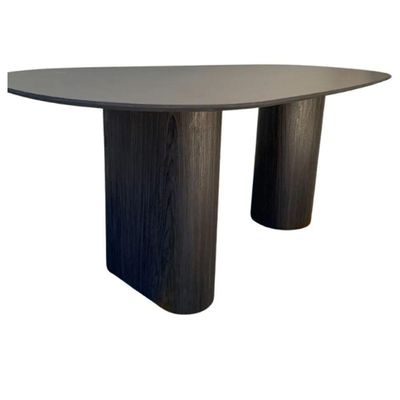 Mesa De Jantar Cone Orgânica Oval 180x100 Cm Com 2 Bases Ebano Tampo Ebano