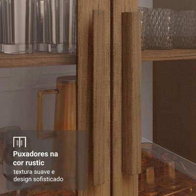 Cristaleira 70 Cm 2 Portas De Vidro Com Pés Cônicos Madesa