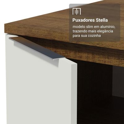 Kit Balcão + Cristaleira 70cm Rustic Branco Stella Madesa 01 Rustic Branco