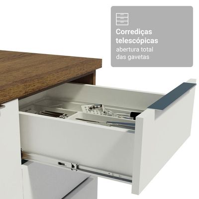 Kit Balcão + Cristaleira 70cm Rustic Branco Stella Madesa 01 Rustic Branco