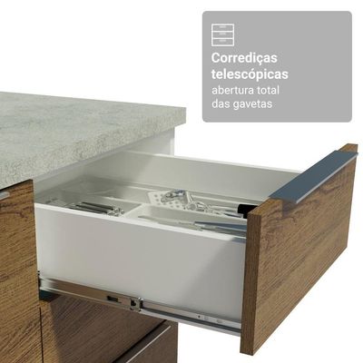 Kit Balcão + Cristaleira 70cm Stella Madesa 01 Branco Rustic