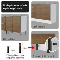 Kit Balcão + Cristaleira 70cm Stella Madesa 01 Branco Rustic