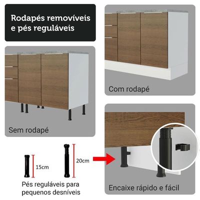 Kit Balcão + Cristaleira 70cm Stella Madesa 01 Branco Rustic