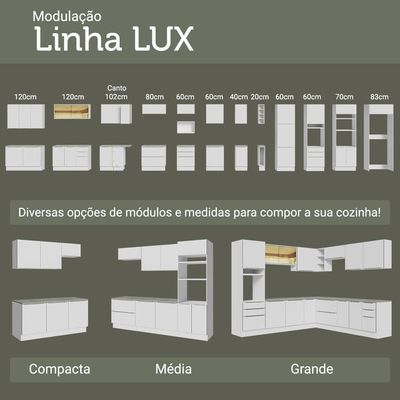 Kit Balcão + Cristaleira 70cm Branco Veludo Lux Madesa 01 Branco