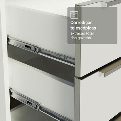 Kit Balcão + Cristaleira 70cm Branco Veludo Lux Madesa 01 Branco