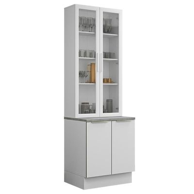 Kit Balcão + Cristaleira 70cm Branco Veludo Lux Madesa 01 Branco