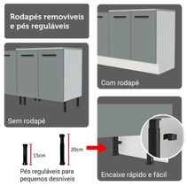 Kit Balcão + Cristaleira 70cm Branco Cinza Agata Madesa 01 Branco Cinza