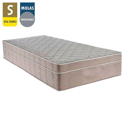Cama Box Baú Suede Solteiro + Colchão Sereneprime Molas Ensacadas 88x188x69 Bege