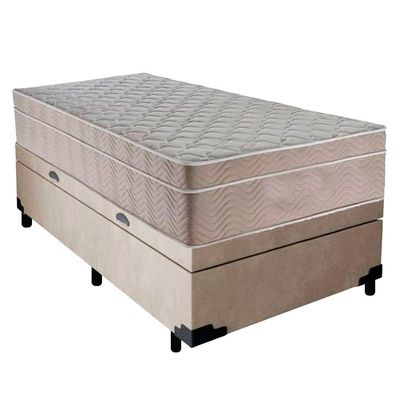 Cama Box Baú Suede Solteiro + Colchão Sereneprime Molas Ensacadas 88x188x69 Bege