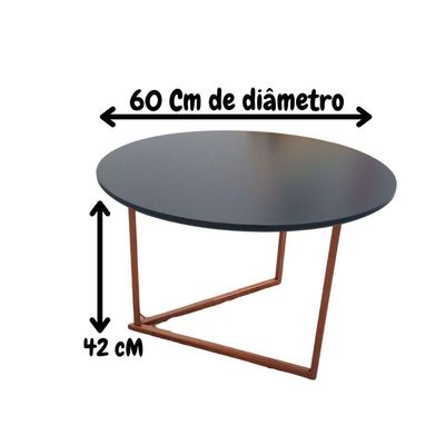 Mesa De Centro Jade Base De Aço Cobre Industrial