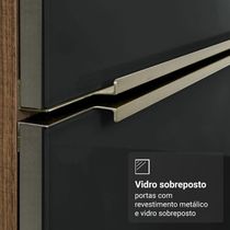 Kit Balcão + Cristaleira 70cm Rustic Preto Lux Madesa 01 Rustic Preto