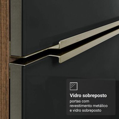 Kit Balcão + Cristaleira 70cm Rustic Preto Lux Madesa 01 Rustic Preto