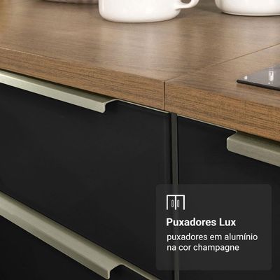 Kit Balcão + Cristaleira 70cm Rustic Preto Lux Madesa 01 Rustic Preto
