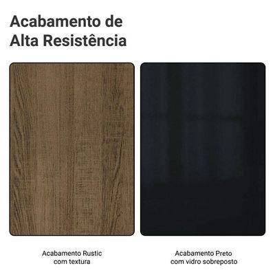 Kit Balcão + Cristaleira 70cm Rustic Preto Lux Madesa 01 Rustic Preto