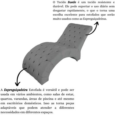 Recamier Divã Espreguiçadeira Para E Sala Cliníca Estética Antonella Suede cinza
