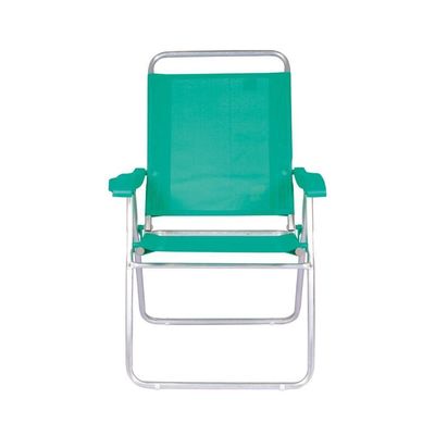 Cadeira De Praia Alta Reclinável Boreal Com Porta Copo Mor Cor:verde Verde