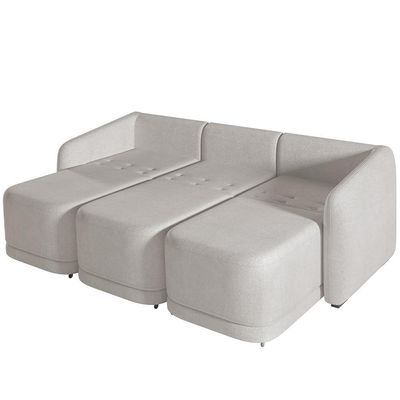 Sofá Cama Para Sala De Estar 3 Lugares 246cm Montserrat K01 Bouclê Creme - Lyam Decor