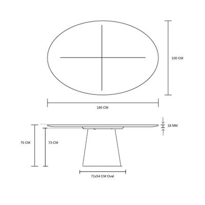 Mesa De Jantar Cone Oval 180X100 Cm Laqueada Cor Branco