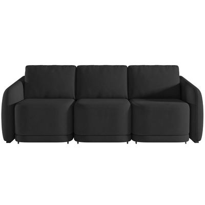 Sofá Cama Para Sala De Estar 3 Lugares 306cm Montserrat K01 Veludo Preto - Lyam Decor