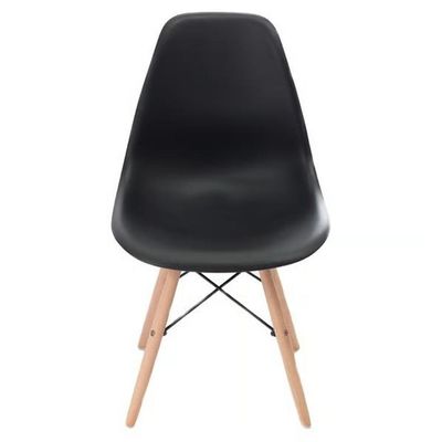 Conjunto De Mesa De Jantar Eames Eiffel Redonda 100cm Tampo De Madeira Preto Com 4 Cadeiras Pretas