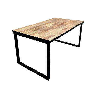 Mesa Industrial Apolo Madeira Maciça Taúri De Marchetaria 2,00 Com Ferragem Preta Preto