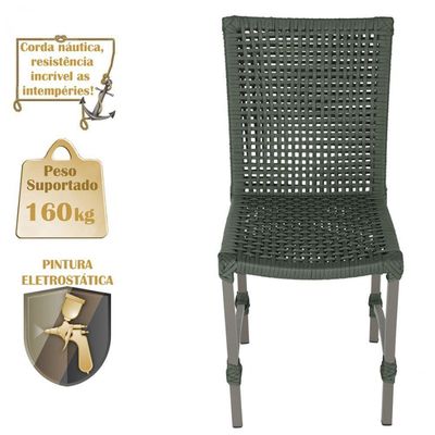 Mesa Ascoli 4 Cadeiras Cannes De Alumínio Fendi Trama Verde