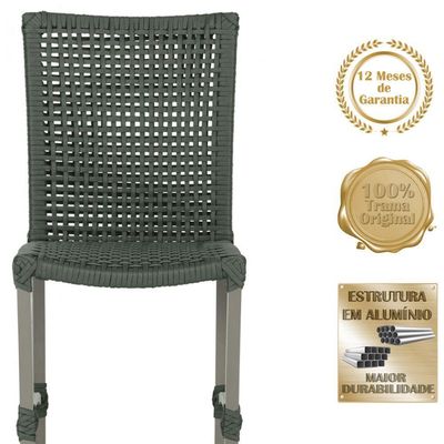 Mesa Ascoli 4 Cadeiras Cannes De Alumínio Fendi Trama Verde