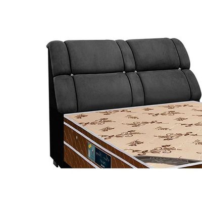 Cabeceira Cama Box Estofada Queen Queen Imperador Suede Cinza-preto - Simbal