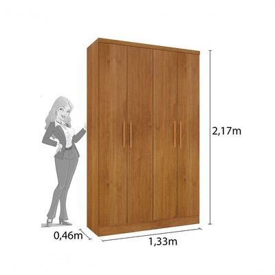 Guarda Roupa Amsterdam 4 Portas Tcil Cinamomo