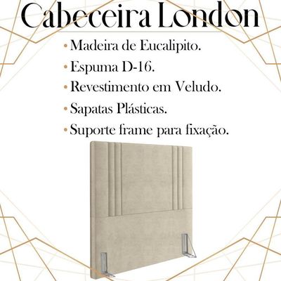 Cabeceira Solteiro 88 Cm London Veludo Bege Soon Bege