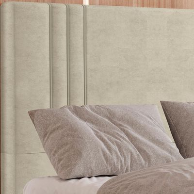Cabeceira Solteiro 88 Cm London Veludo Bege Soon Bege