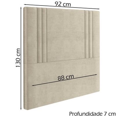 Cabeceira Solteiro 88 Cm London Veludo Bege Soon Bege