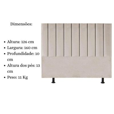 Cabeceira Estofada Cama Box Queen 160 Cm Sophia Carla Suede Cor:bege