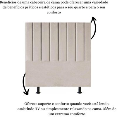 Cabeceira Estofada Cama Box Queen 160 Cm Sophia Carla Suede Cor:bege