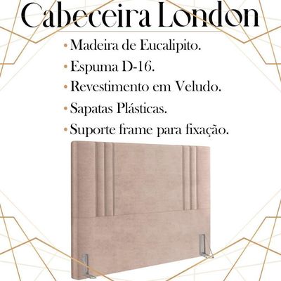 Cabeceira Casal 138 Cm London Veludo Rose Soon Rose