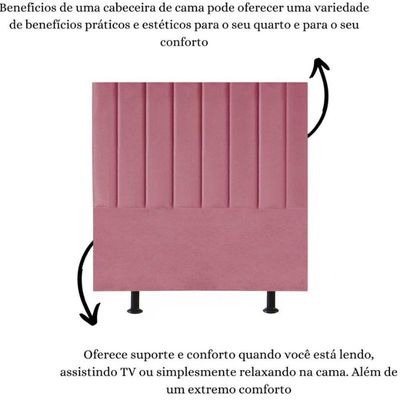 Cabeceira Estofada Cama Box Casal 140 Cm Sophia Carla Suede Cor:rosa