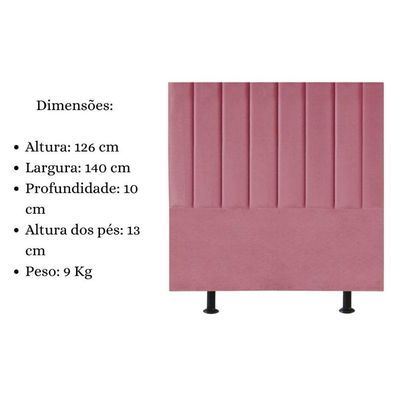 Cabeceira Estofada Cama Box Casal 140 Cm Sophia Carla Suede Cor:rosa