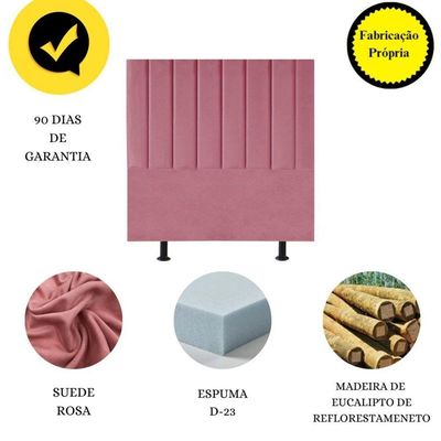 Cabeceira Estofada Cama Box Casal 140 Cm Sophia Carla Suede Cor:rosa