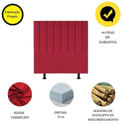 Cabeceira Estofada Cama Box King 195 Cm Esther Suede E Frame Cor:vermelho