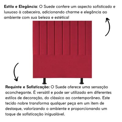 Cabeceira Estofada Cama Box King 195 Cm Esther Suede E Frame Cor:vermelho