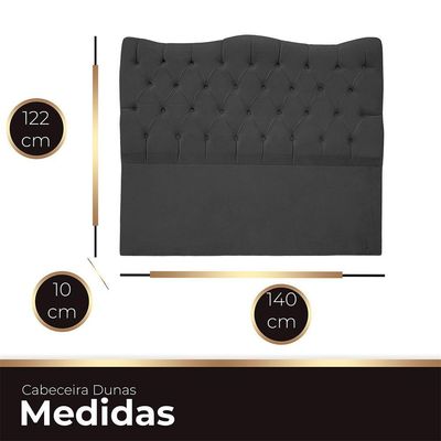 Cabeceira Casal Para Cama Box Estofada Dunas Veludo Cor Cinza Chumbo