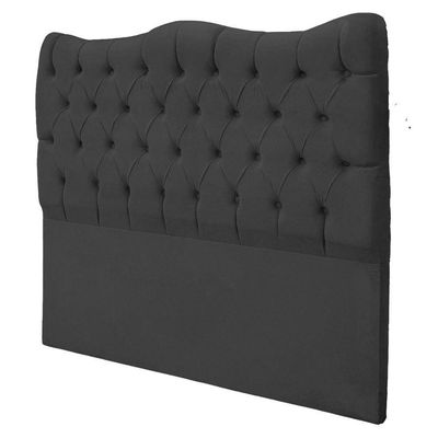 Cabeceira Casal Para Cama Box Estofada Dunas Veludo Cor Cinza Chumbo