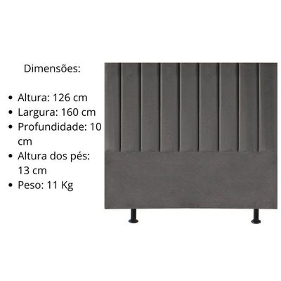 Cabeceira Estofada Cama Box Queen 160 Cm Sophia Carla Suede Cor:cinza Escuro