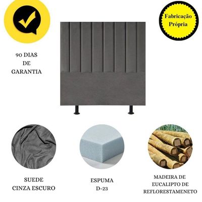 Cabeceira Estofada Cama Box Queen 160 Cm Sophia Carla Suede Cor:cinza Escuro